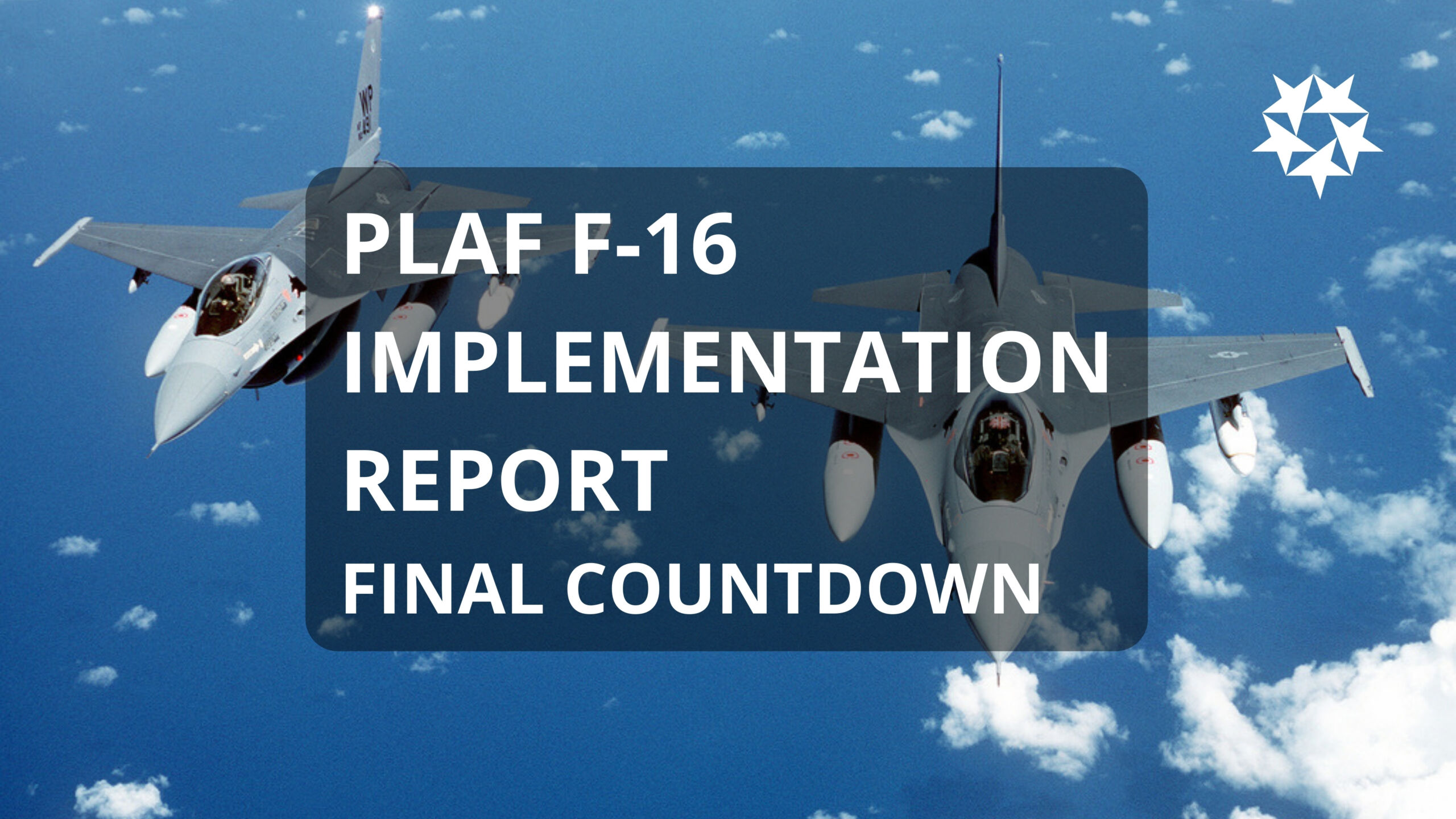 2 samoloty F-16 na tle chmur z informacją o raporcie